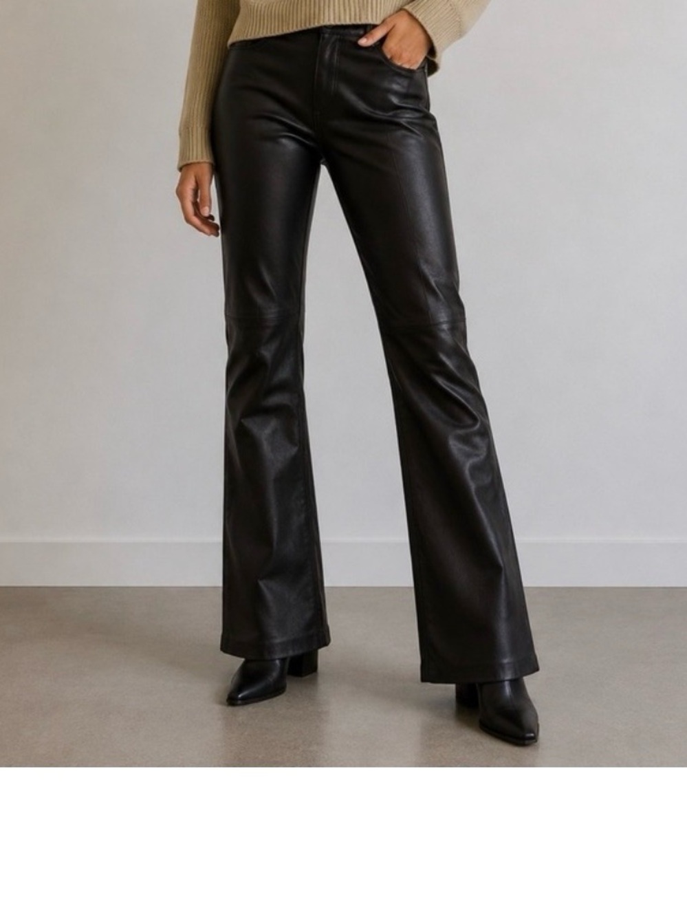 Industry Black Leather Pants - Black, Size 4